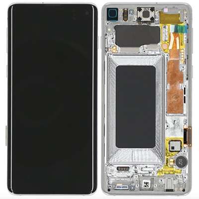 LCD + FRAME ARGENTO PER SAMSUNG GALAXY S10 SERVIC PACK