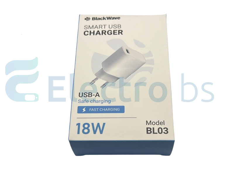 BLACKWAVE Caricatore da muro 18W USB-A BIANCO FAST CHARGER BL03