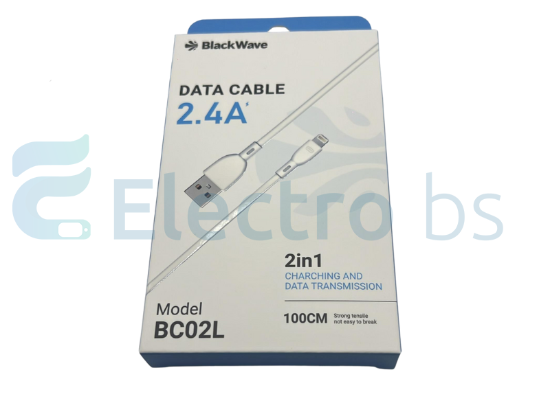 BLACKWAVE CAVO DATI USB-A TO LIGHTNING 2,4A BIANCO 1MT BC02L