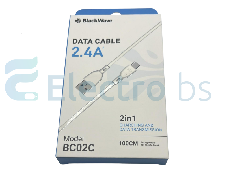 BLACKWAVE CAVO DATI USB-A TO USB-C 2,4A BIANCO 1MT BC02C