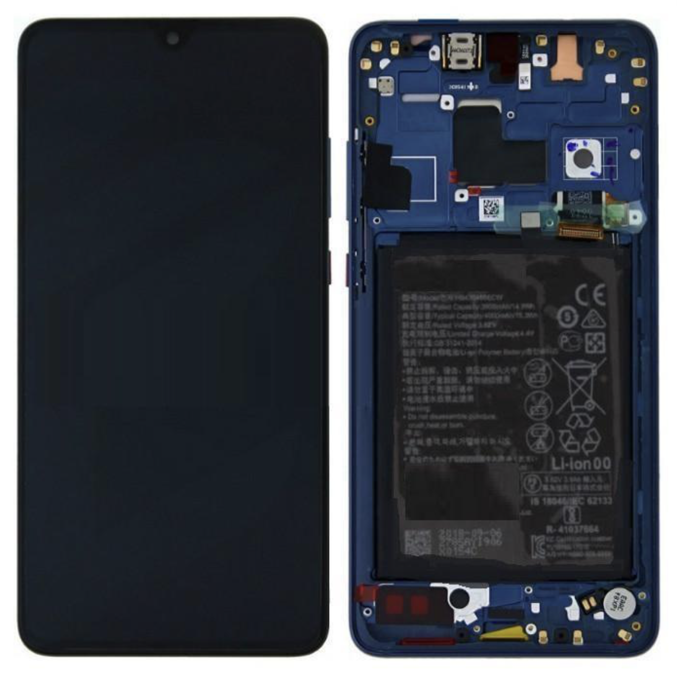 LCD + FRAME BLU  + BATTERIA PER HUAWEI MATE 20 HMA-L09 HMA-L29 SERVIC PACK