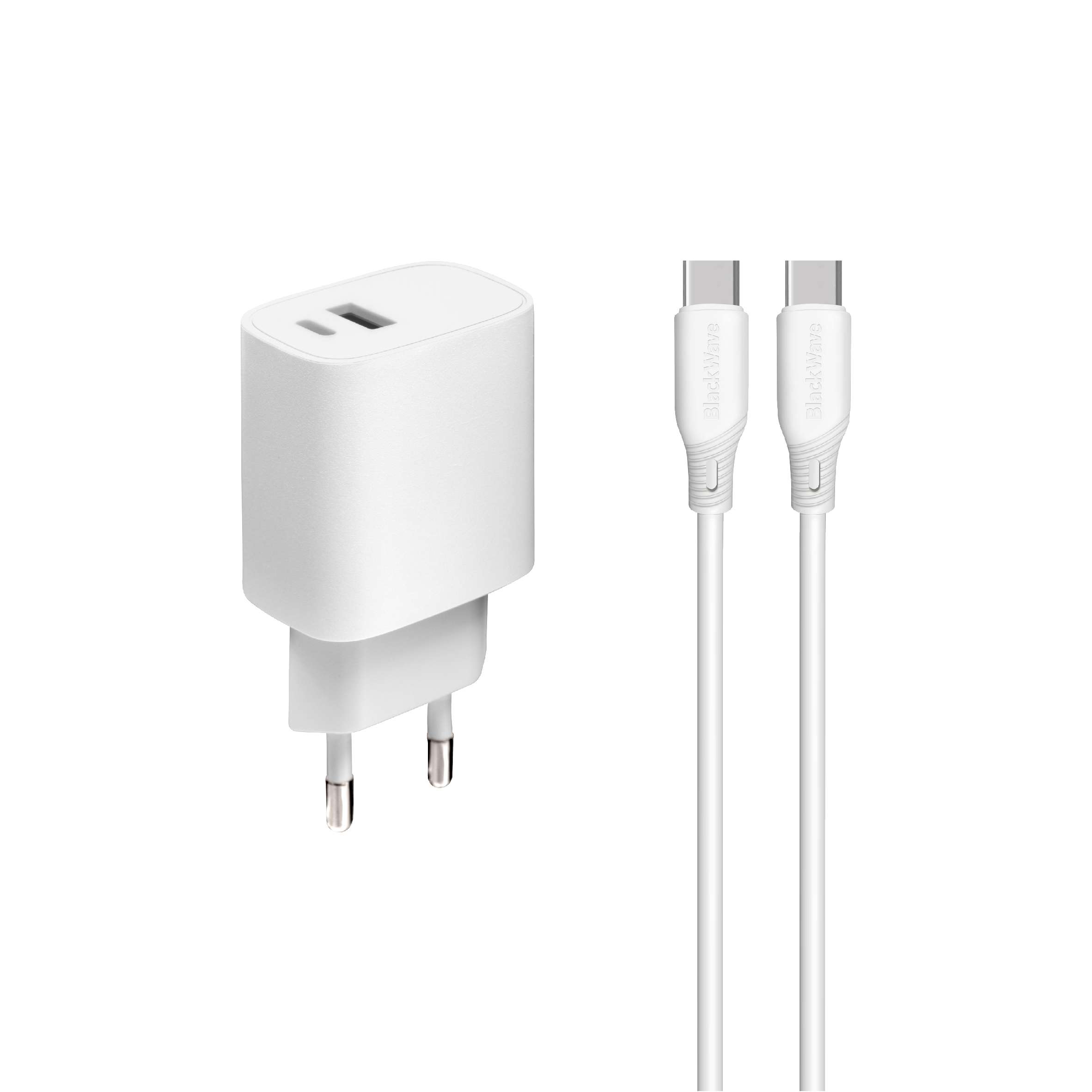 BLACKWAVE Caricatore da muro PD33W USB-C BIANCO + CAVO USB-C TO USB-C BL05CC